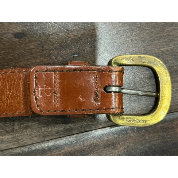 Leather Man Ltd Solid Brass Buckle Brown Leather Belt Size 42 Handcrafted USA - Picture 5 of 8